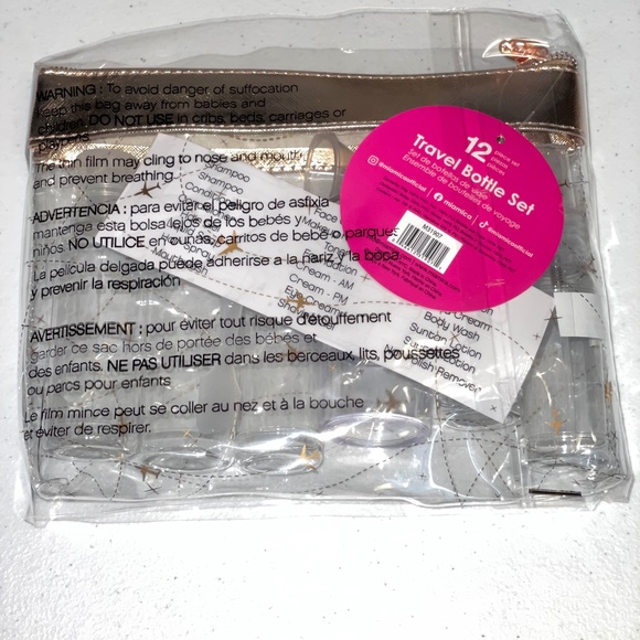 NWT MIAMICA Rose Gold Women's TSA Compliant Travel Bottles and Toiletry Bag Kit - Picture 4 of 7